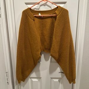 Pilcro Mustard Open-Front Sweater